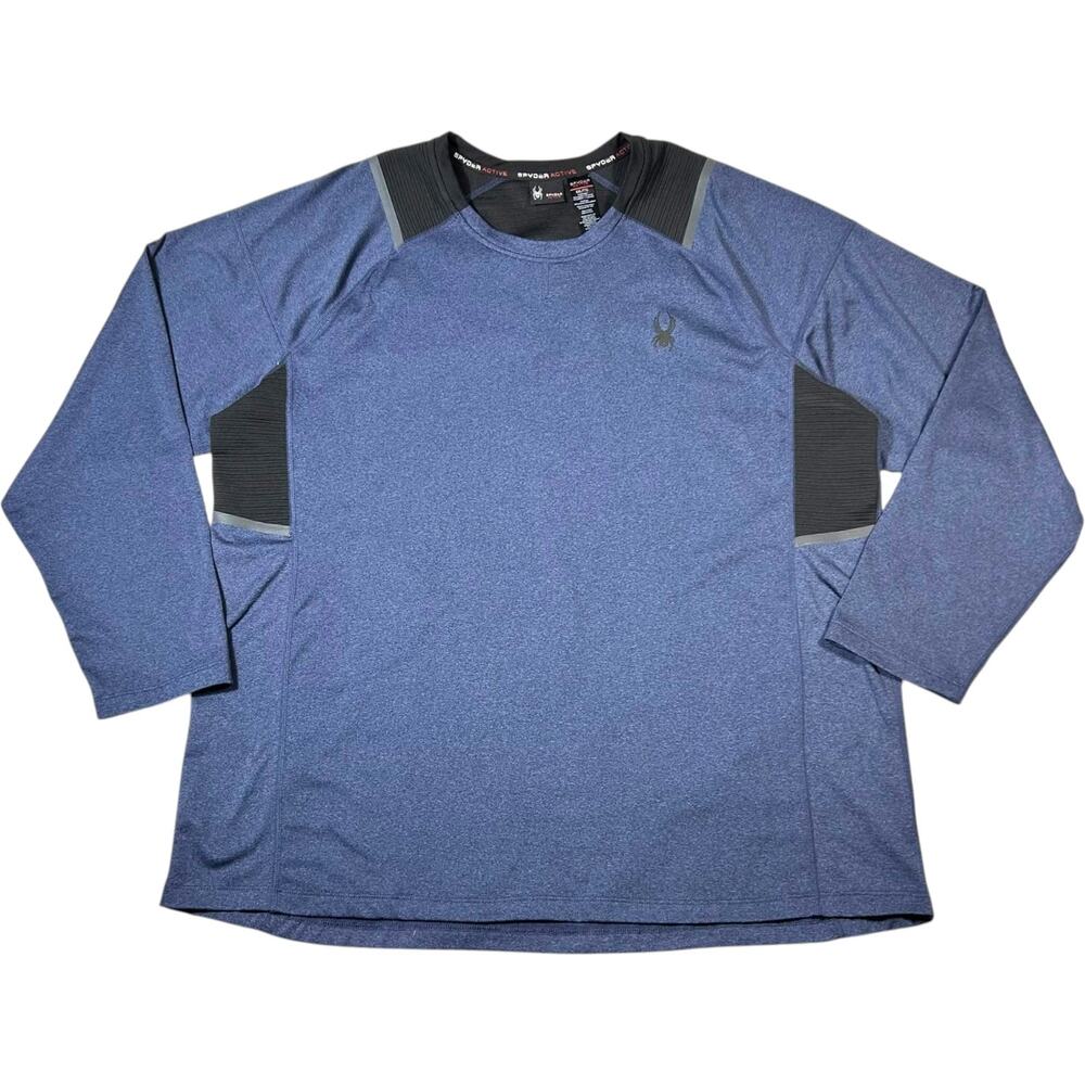 Spyder Active Heather Blue Shirt Performance Base Layer Men's XXL Athleisure Gym
